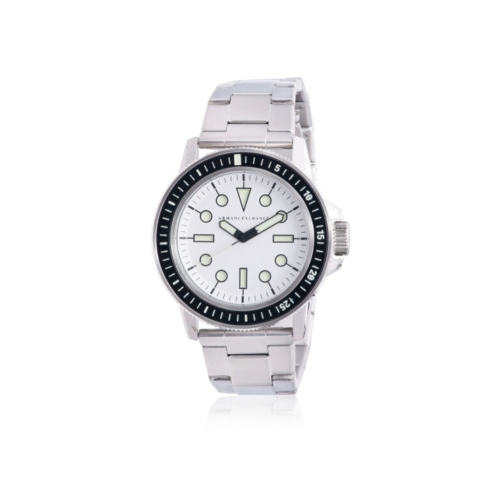❤️ARMANI EXCHANGE Mens LEONARDO Round White Dial Stainless Steel Bracelet Watch